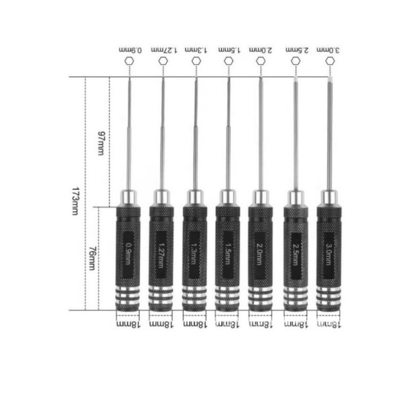 7pcs Hex Allen Screwdriver Kit RC Hex Driver Set